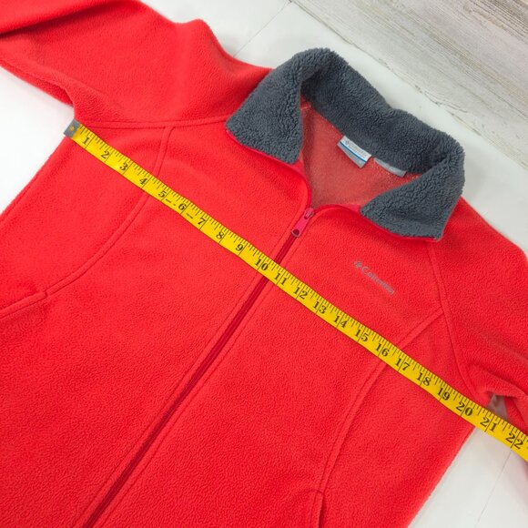 COLUMBIA Omni Heat Women’s SZ MEDIUM Thermal Fleece Full Zip Up Jacket Coral Red - Picture 14 of 16